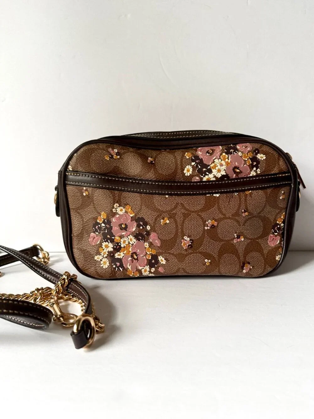 Coach Isla Chain Crossbody Bag Floral Print Signature Coated Canvas F31433